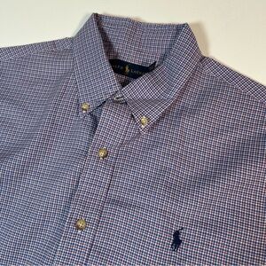 Ralph Lauren Long Sleeve Button Down Shirt Blue, Red and White Checkered Shirt L